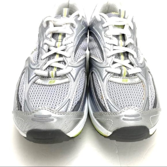 SKECHERS Shape-UPS Rocker Sole Walking Shoes SN12325 in Silver, Neon Lime Green - Picture 3 of 9